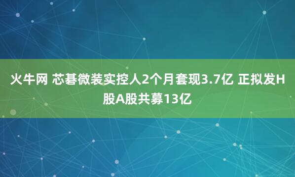 火牛网 芯碁微装实控人2个月套现3.7亿 正拟发H股A股共募13亿